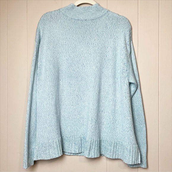 Talbots Honeycomb High-Low Mock Neck Sweater XL pastel blue cable knit casual - Picture 6 of 11